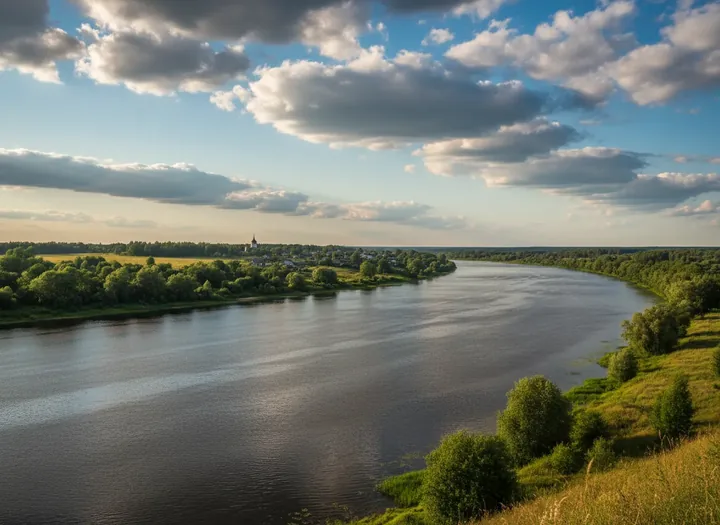 Летний пейзаж с рекой – исходное фото